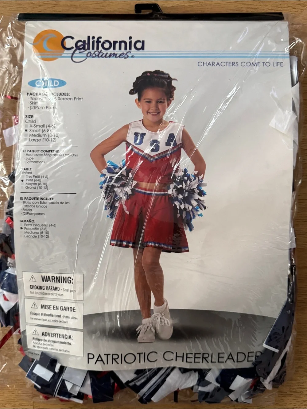 California Costumes Red, White & Blue USA Cheerleader Costume For Girls 6-8ys